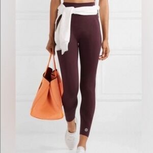 Tory Sport Seamless High Waist Leggings Burgundy Wine SMALL